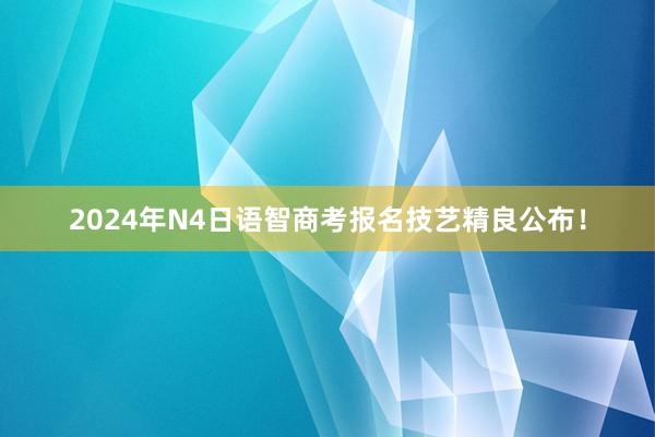 2024年N4日语智商考报名技艺精良公布！